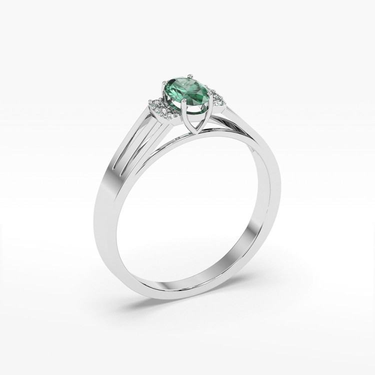 Pierścionek z białego złota ze szmaragdem - próba 585 0,452CT PV-071BSZ