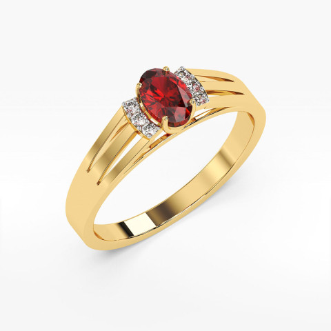 Pierścionek z żółtego złota z rubinem - próba 585 0,652CT PV-071AR