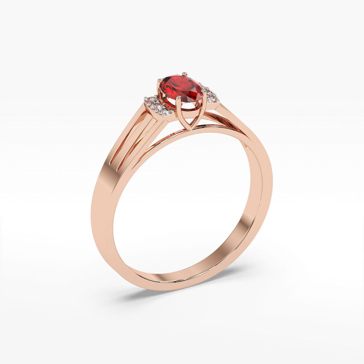 Pierścionek z różowego złota z rubinem - próba 585 0,652CT PV-071CR