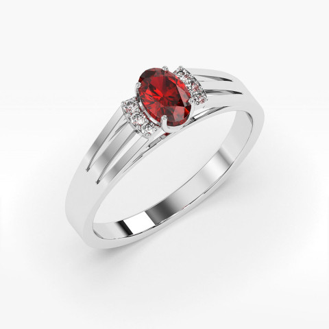 Pierścionek z białego złota z rubinem - próba 585 0,652CT PV-071BR