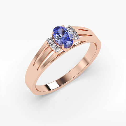 Pierścionek z różowego złota z tanzanitem - próba 585 0,452CT PV-071CTAN