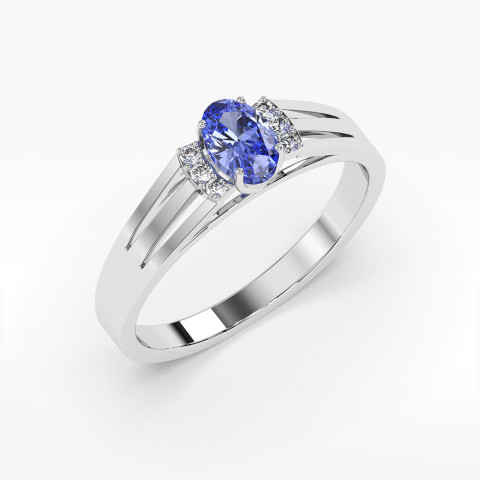 Pierścionek z białego złota z tanzanitem - próba 585 0,452CT PV-071BTAN