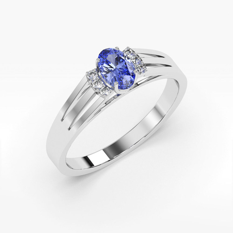 Pierścionek z białego złota z tanzanitem - próba 585 0,452CT PV-071BTAN