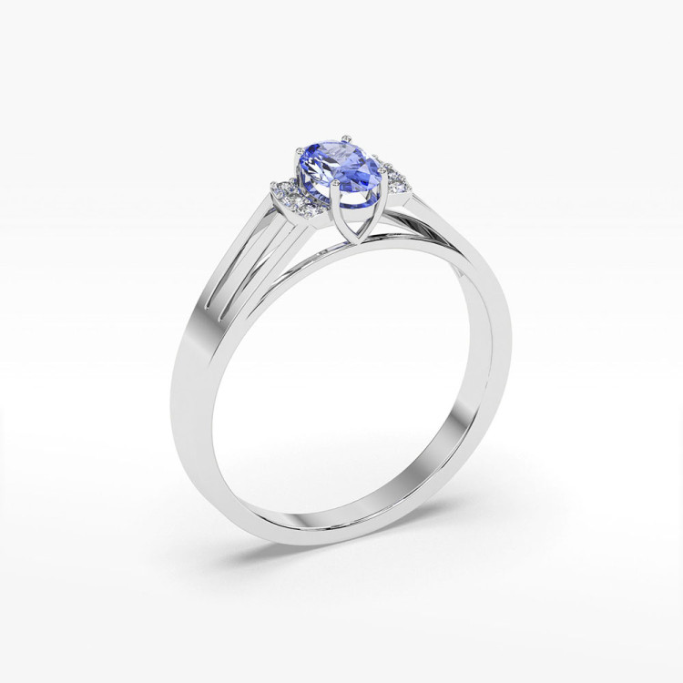 Pierścionek z białego złota z tanzanitem - próba 585 0,452CT PV-071BTAN