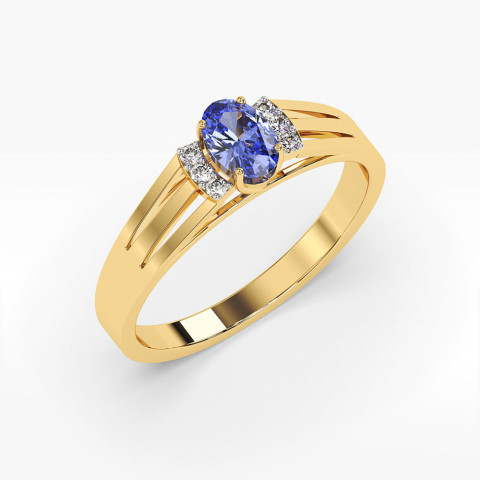 Pierścionek z żółtego złota z tanzanitem - próba 585 0,452CT PV-071ATAN