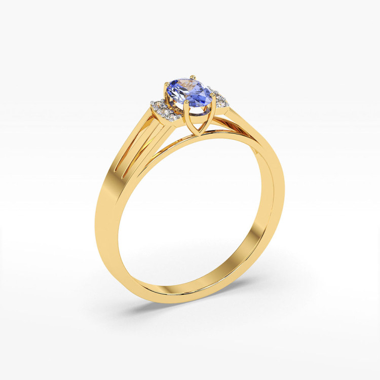 Pierścionek z żółtego złota z tanzanitem - próba 585 0,452CT PV-071ATAN