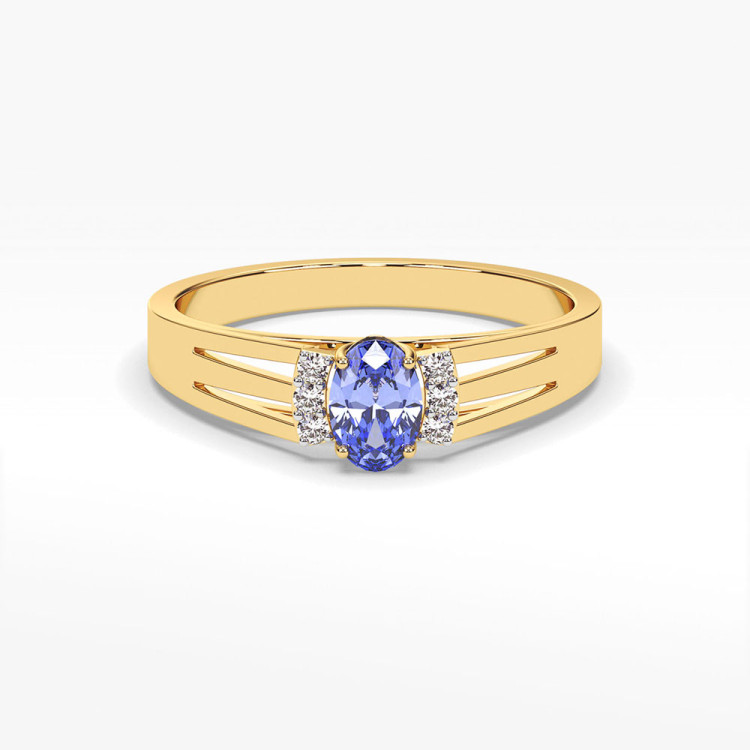 Pierścionek z żółtego złota z tanzanitem - próba 585 0,452CT PV-071ATAN