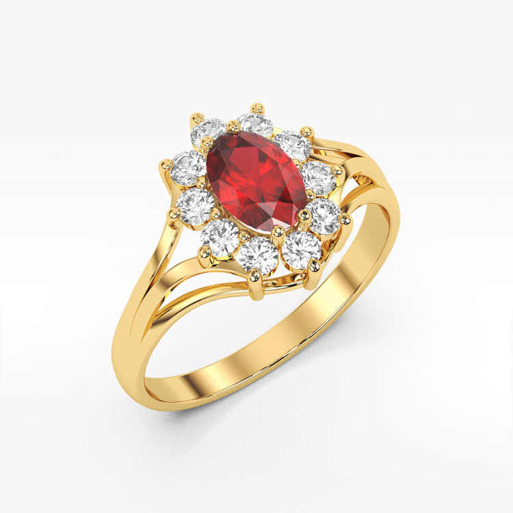 Pierścionek z żółtego złota z rubinem - próba 585 1,30CT PV-078AR