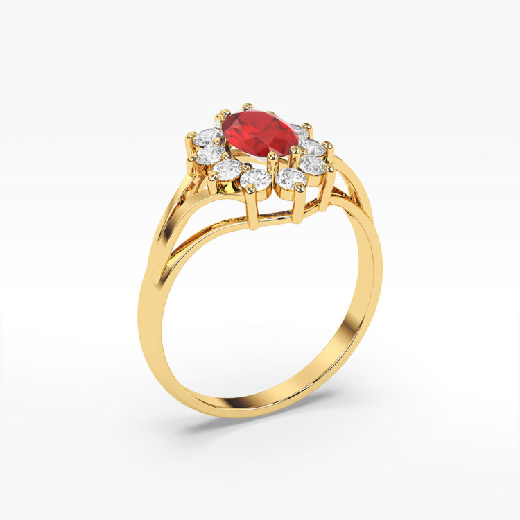 Pierścionek z żółtego złota z rubinem - próba 585 1,30CT PV-078AR