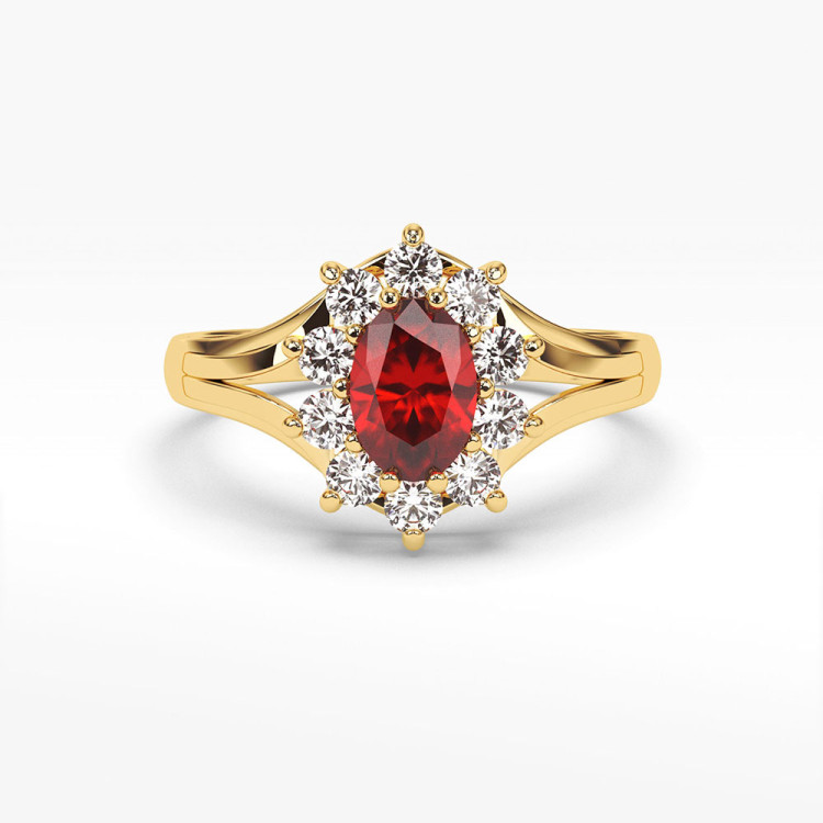 Pierścionek z żółtego złota z rubinem - próba 585 1,30CT PV-078AR