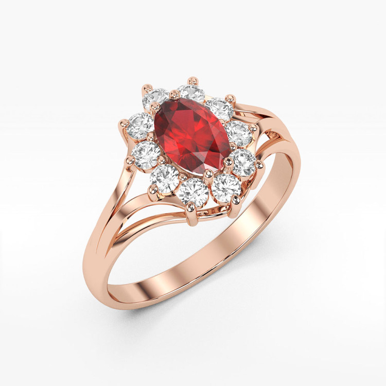 Pierścionek z różowego złota z rubinem - próba 585 1,30CT PV-078CR