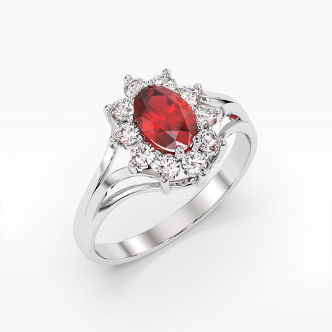 Pierścionek z białego złota z rubinem - próba 585 1,30CT PV-078BR