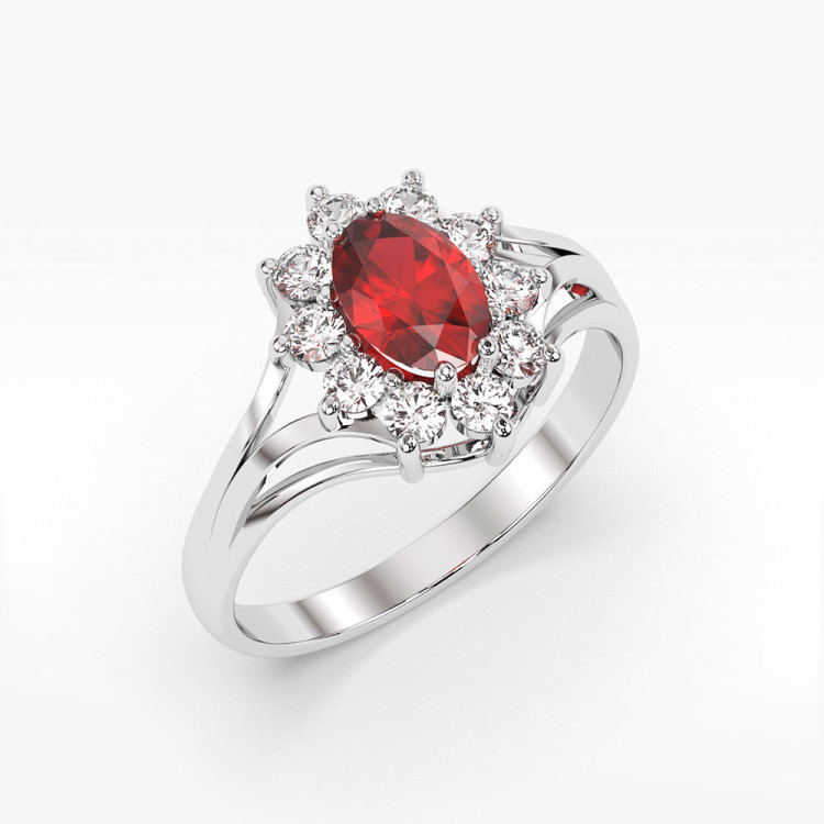 Pierścionek z białego złota z rubinem - próba 585 1,30CT PV-078BR