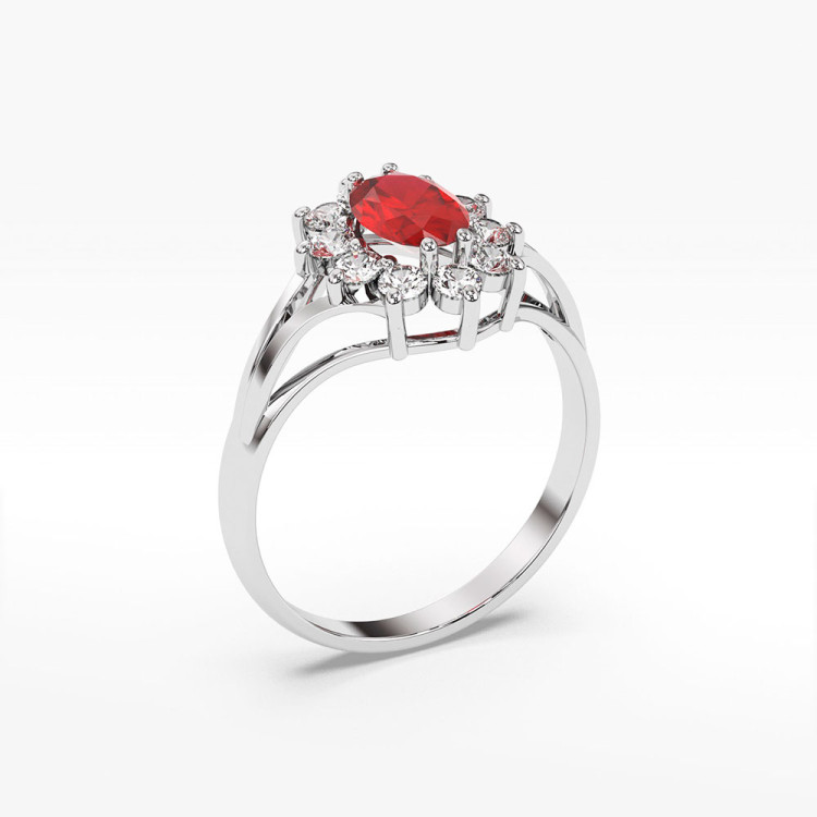 Pierścionek z białego złota z rubinem - próba 585 1,30CT PV-078BR