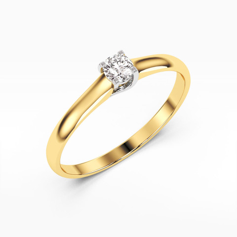 Pierścionek z żółtego złota z diamentem - próba 585 0,20CT PV-093A