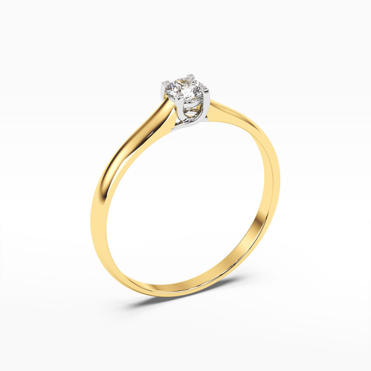 Pierścionek z żółtego złota z diamentem - próba 585 0,20CT PV-093A
