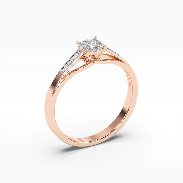 Pierścionek z różowego złota z diamentami  - próba 585 0,13CT PV-107C