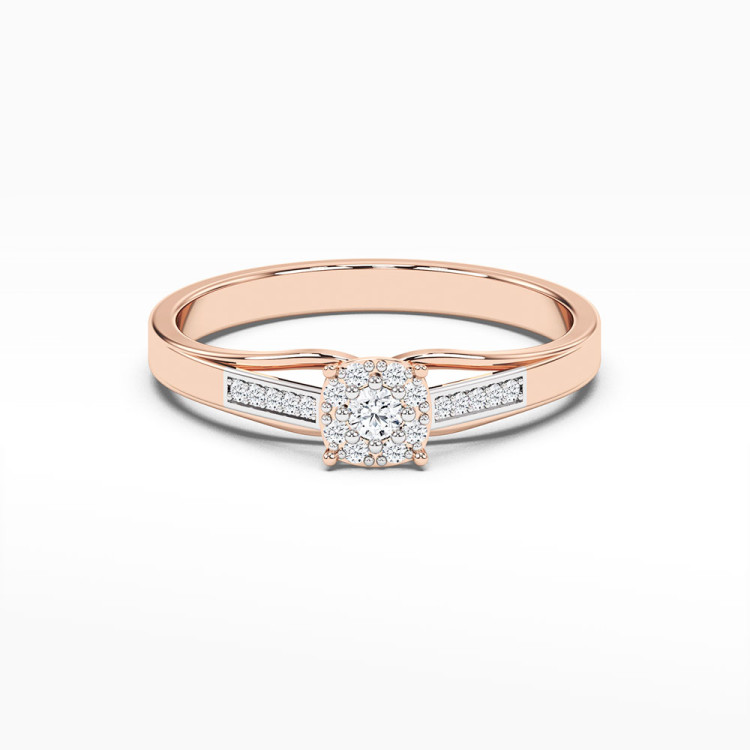 Pierścionek z różowego złota z diamentami  - próba 585 0,13CT PV-107C