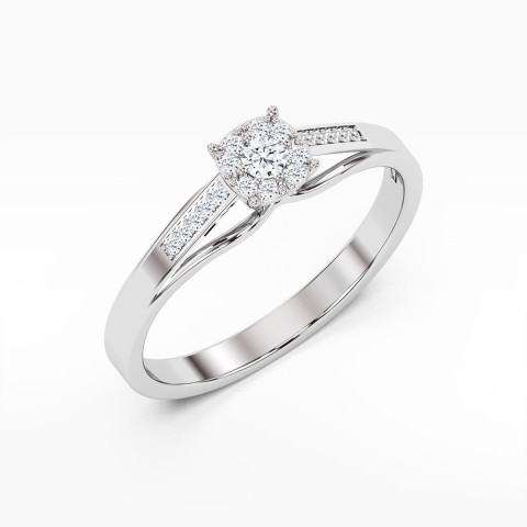 Pierścionek z białego złota z diamentami  - próba 585 0,13CT PV-107B