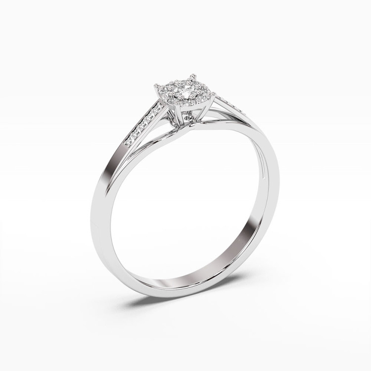 Pierścionek z białego złota z diamentami  - próba 585 0,13CT PV-107B