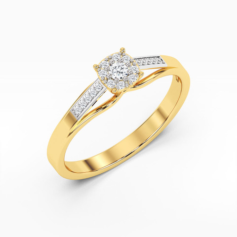 Pierścionek z żółtego złota z diamentami  - próba 585 0,13CT PV-107A