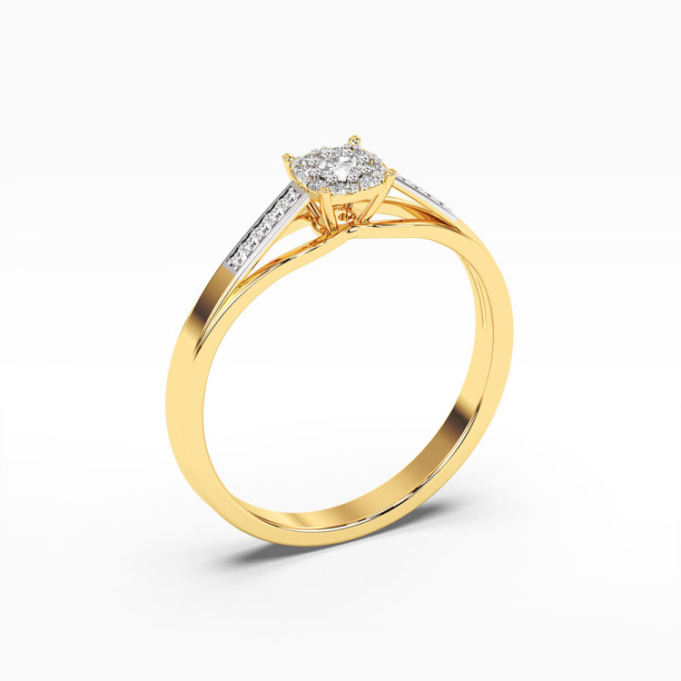 Pierścionek z żółtego złota z diamentami  - próba 585 0,13CT PV-107A