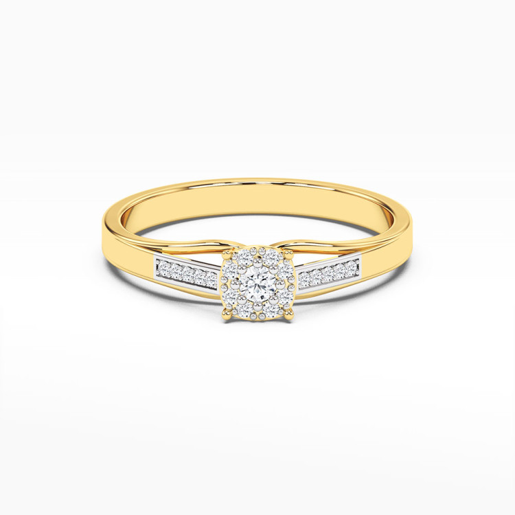 Pierścionek z żółtego złota z diamentami  - próba 585 0,13CT PV-107A