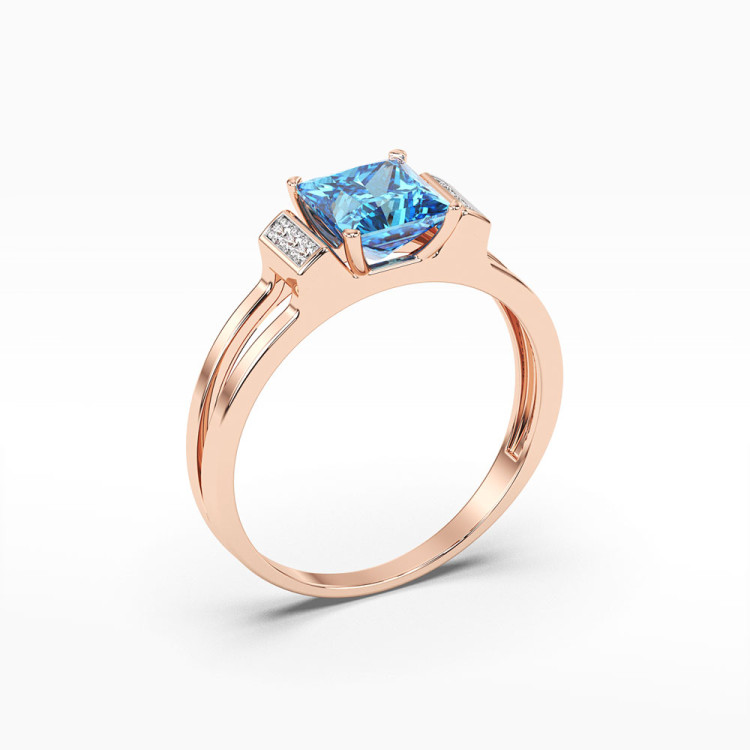 Pierścionek z różowego złota z topazem Swiss - próba 585 1,43CT PV-113CT