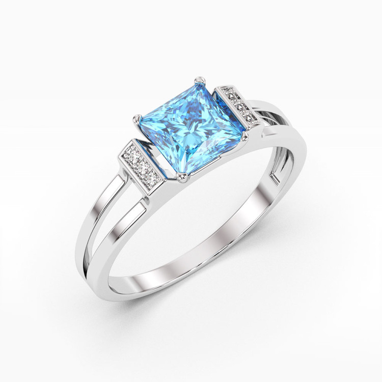Pierścionek z białego złota z topazem Swiss - próba 585 1,43CT PV-113BT