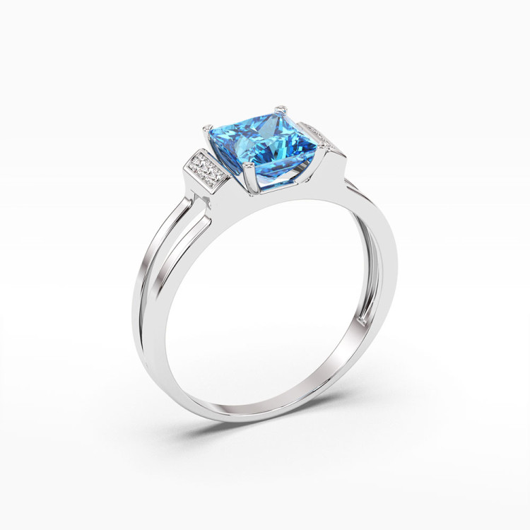 Pierścionek z białego złota z topazem Swiss - próba 585 1,43CT PV-113BT