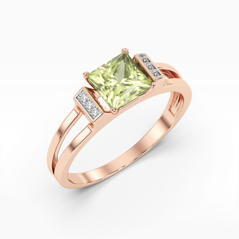 Pierścionek z różowego złota z oliwinem - próba 585 1,13CT PV-113CO