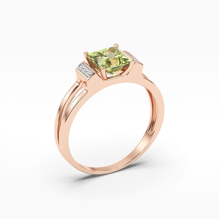 Pierścionek z różowego złota z oliwinem - próba 585 1,13CT PV-113CO
