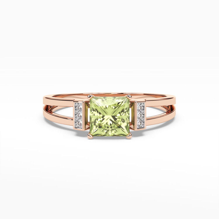 Pierścionek z różowego złota z oliwinem - próba 585 1,13CT PV-113CO