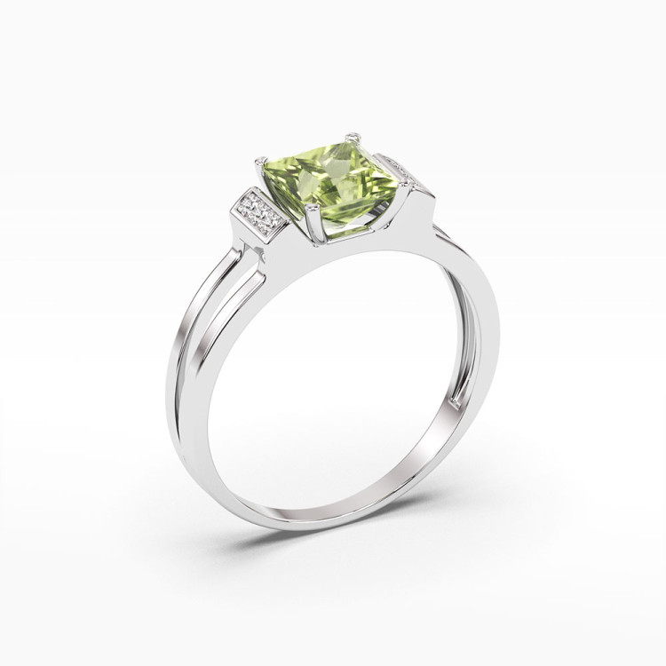 Pierścionek z białego złota z oliwinem - próba 585 1,13CT PV-113BO