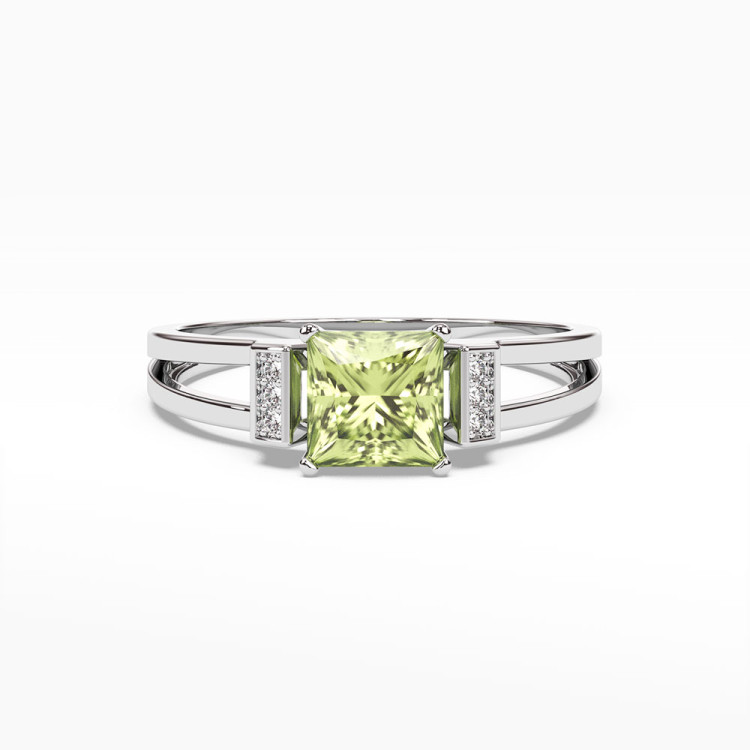 Pierścionek z białego złota z oliwinem - próba 585 1,13CT PV-113BO