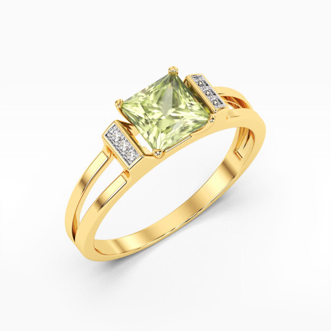 Pierścionek z żółtego złota z oliwinem - próba 585 1,13CT PV-113AO