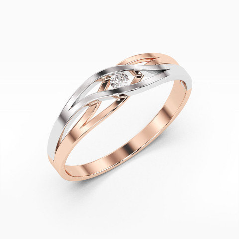 Pierścionek z różowego złota z diamentem - próba 585 0,05CT PV-119C
