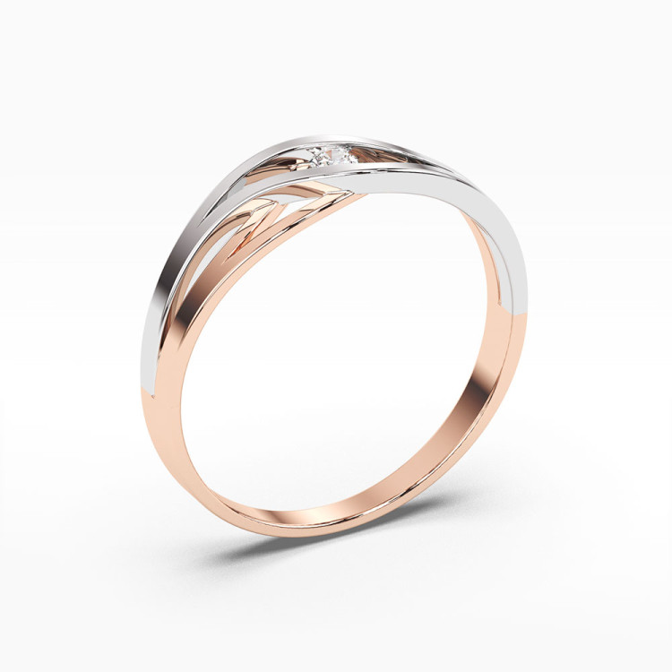 Pierścionek z różowego złota z diamentem - próba 585 0,05CT PV-119C