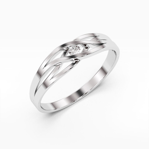 Pierścionek z białego złota z diamentem - próba 585 0,05CT PV-119B