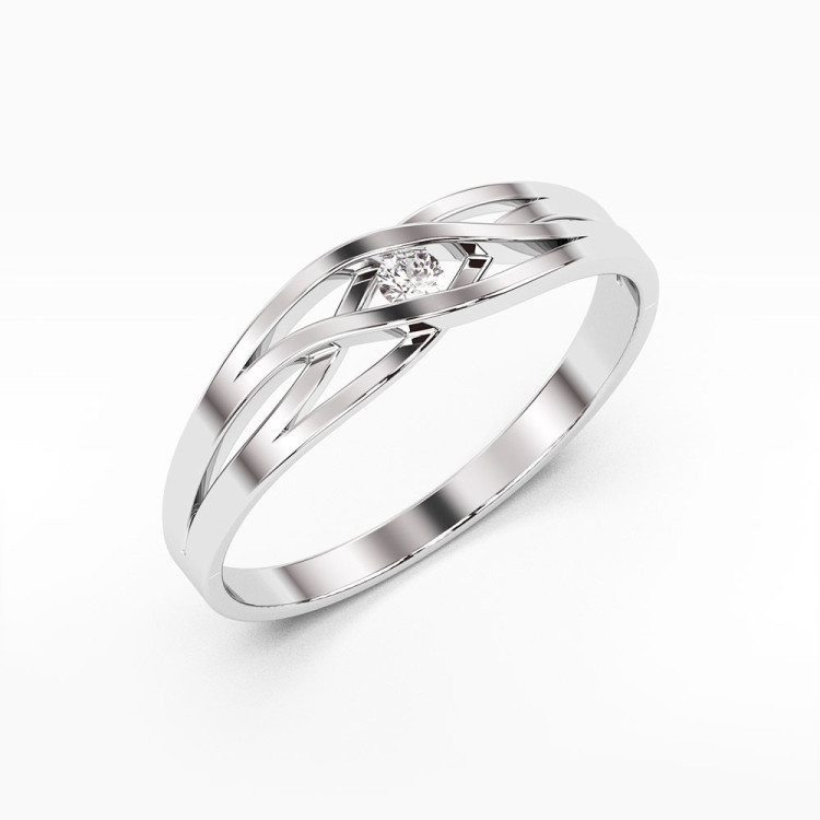 Pierścionek z białego złota z diamentem - próba 585 0,05CT PV-119B