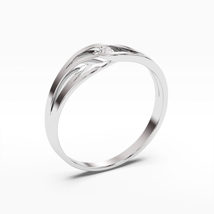 Pierścionek z białego złota z diamentem - próba 585 0,05CT PV-119B