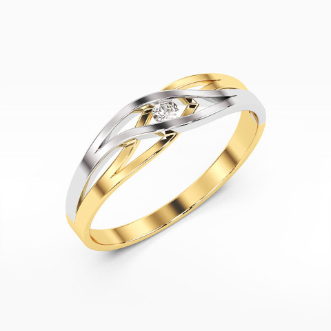 Pierścionek z żółtego złota z diamentem - próba 585 0,05CT PV-119A