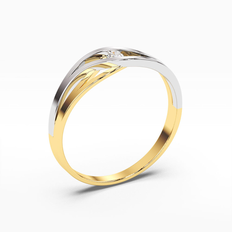 Pierścionek z żółtego złota z diamentem - próba 585 0,05CT PV-119A