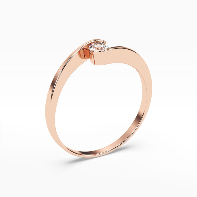 Pierścionek z różowego złota z diamentem - próba 585 0,13CT PV-120C