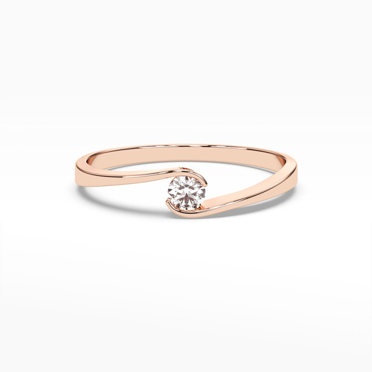 Pierścionek z różowego złota z diamentem - próba 585 0,13CT PV-120C