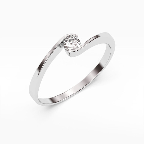 Pierścionek z białego złota z diamentem - próba 585 0,13CT PV-120B