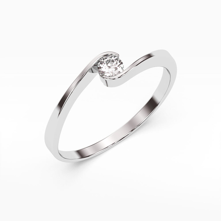 Pierścionek z białego złota z diamentem - próba 585 0,13CT PV-120B