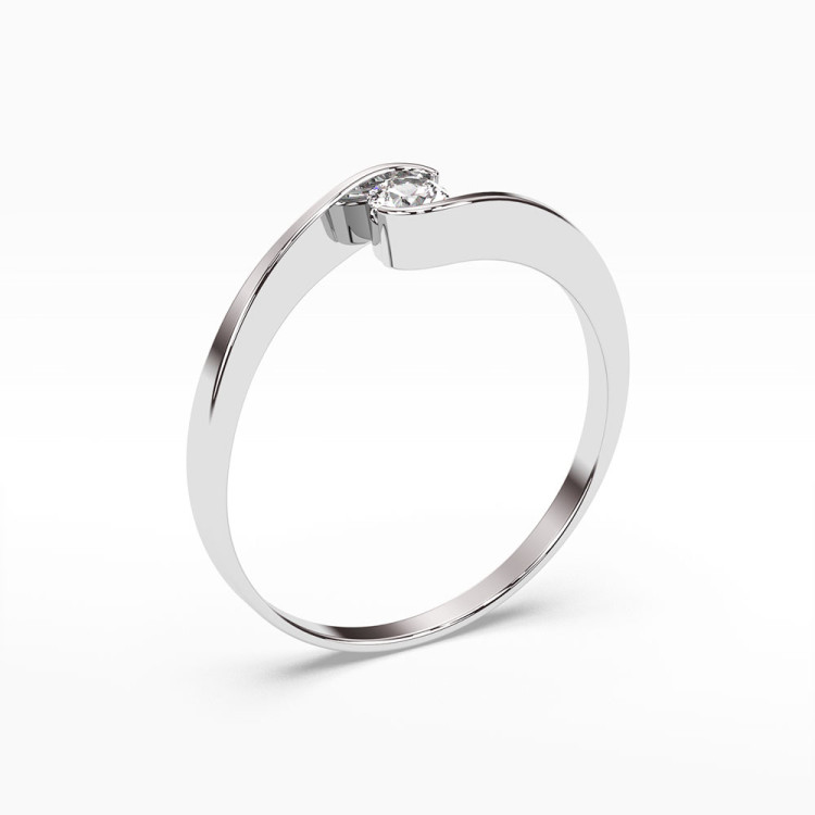 Pierścionek z białego złota z diamentem - próba 585 0,13CT PV-120B