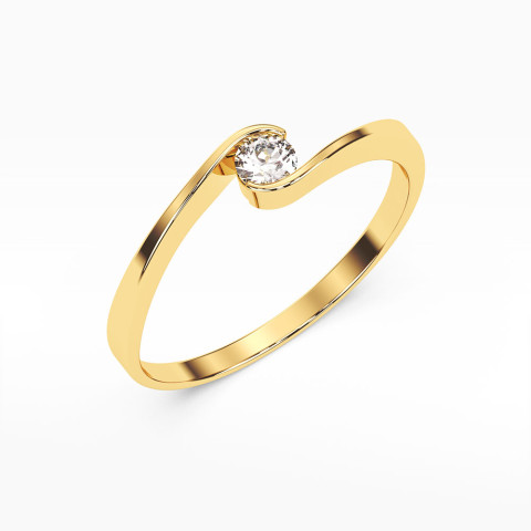 Pierścionek z żółtego złota z diamentem - próba 585 0,13CT PV-120A