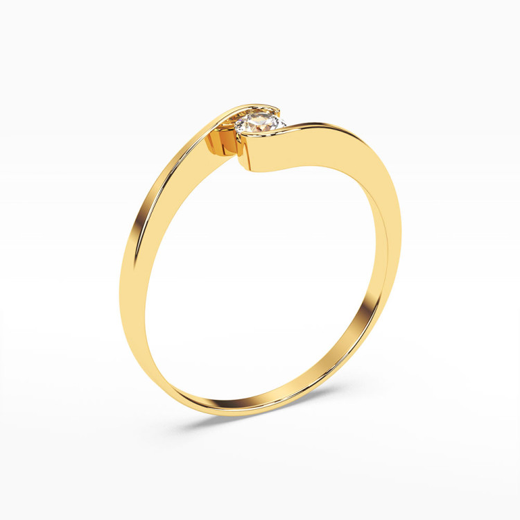 Pierścionek z żółtego złota z diamentem - próba 585 0,13CT PV-120A